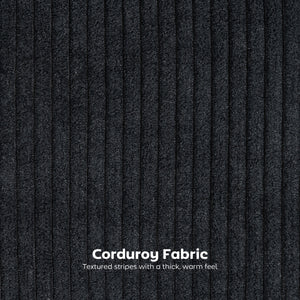 Set of 2 padded bar stools in corduroy, black