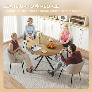 Table de cuisine ronde de 47" pour 4 personnes, style industriel, pieds en acier, marron