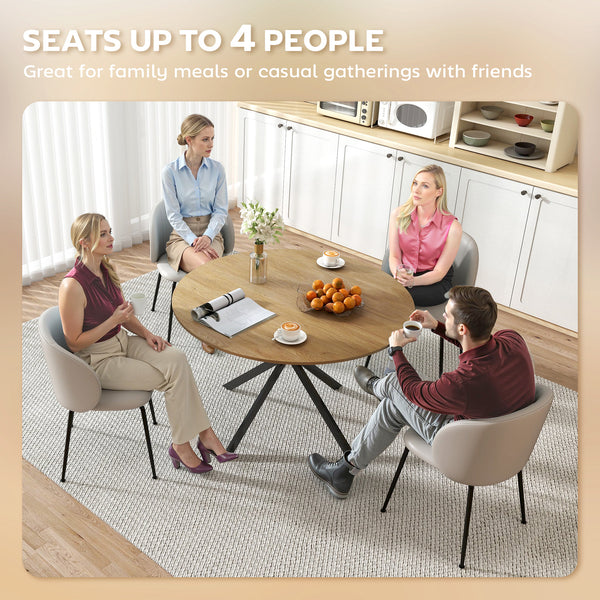 Table de cuisine ronde de 47" pour 4 personnes, style industriel, pieds en acier, marron