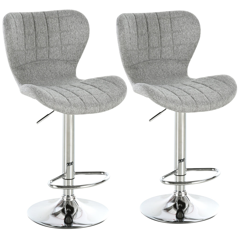 HOMCOM Lot de 2 tabourets de bar pivotants à hauteur réglable avec repose-pieds pour cuisine, salle à manger, pub, gris
