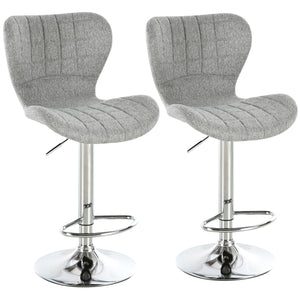 HOMCOM Lot de 2 tabourets de bar pivotants à hauteur réglable avec repose-pieds pour cuisine, salle à manger, pub, gris