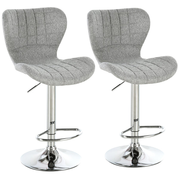 HOMCOM Lot de 2 tabourets de bar pivotants à hauteur réglable avec repose-pieds pour cuisine, salle à manger, pub, gris