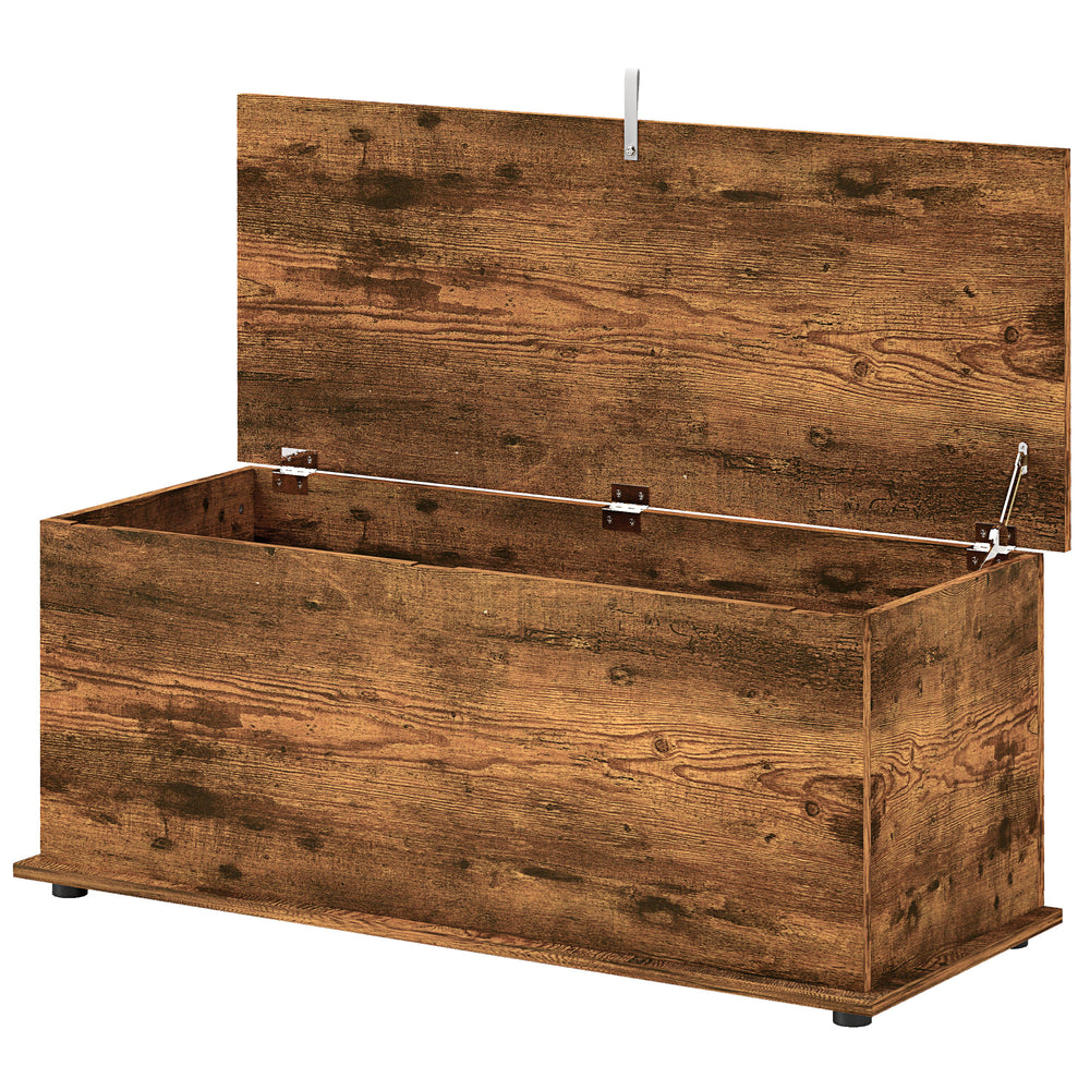 Coffre de rangement avec 2 charnières de sécurité, brun rustique