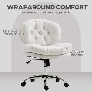 Office chair without armrests with a wide, padded seat, cream white