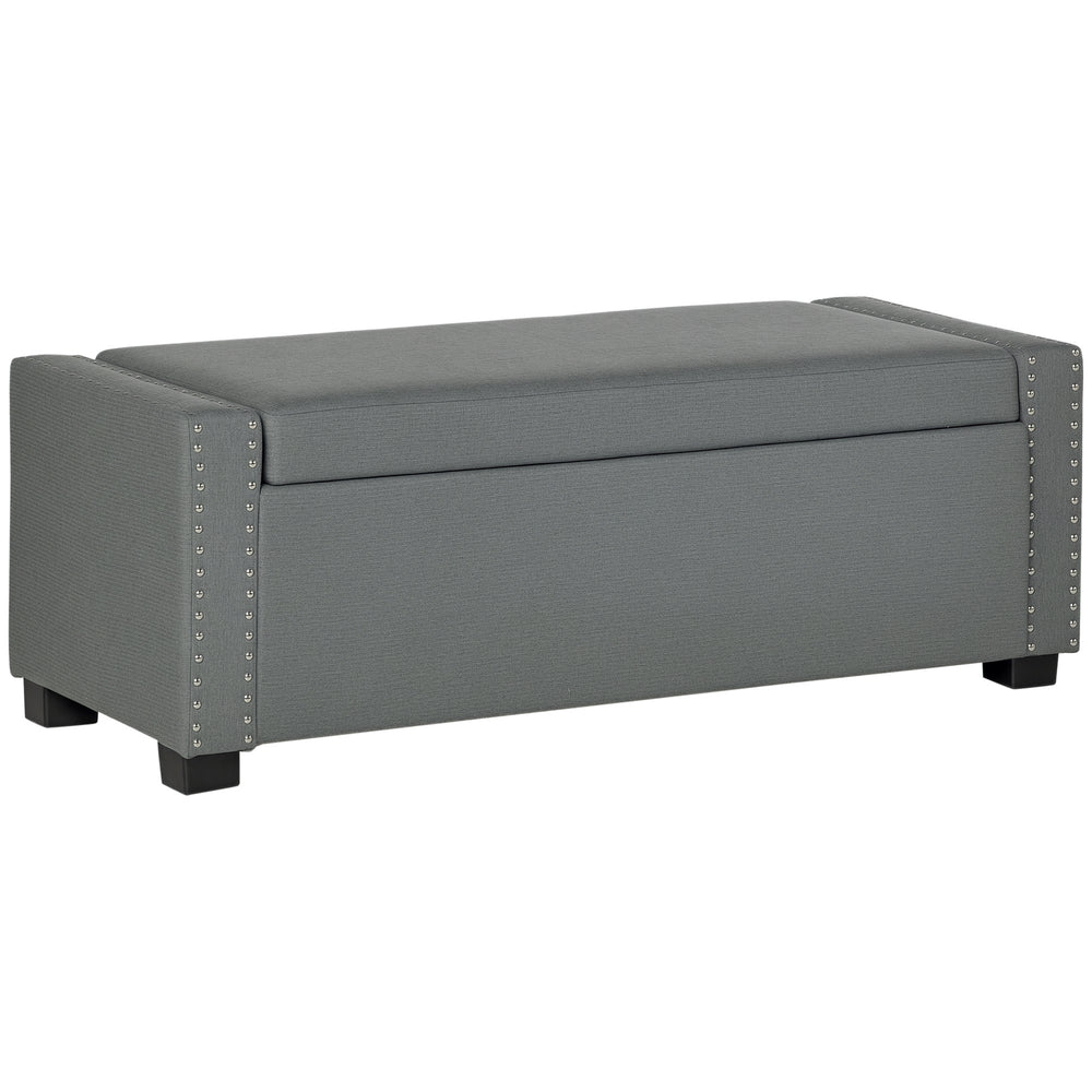 Banc de rangement rabattable rembourré en tissu, gris clair