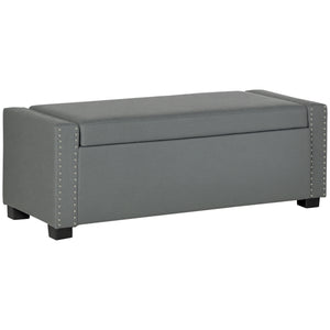 Banc de rangement rabattable rembourré en tissu, gris clair
