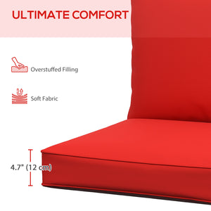 Coussins épais et profonds pour siège d'extérieur avec coussin de dossier, rouge