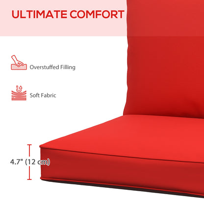 Coussins épais et profonds pour siège d'extérieur avec coussin de dossier, rouge