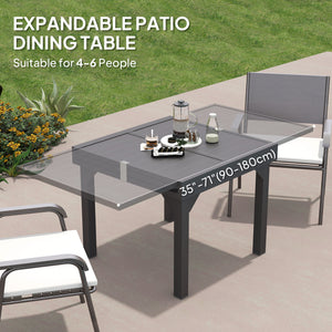 Table de salle à manger d'extérieur extensible en aluminium, gris