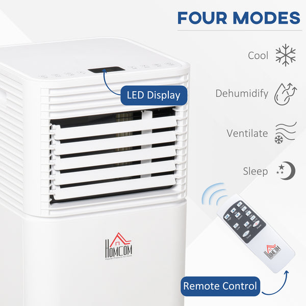 Climatiseur portable 10 000 BTU avec mode ventilateur et déshumidificateur, silencieux, avec télécommande et minuterie 24 h, blanc.
