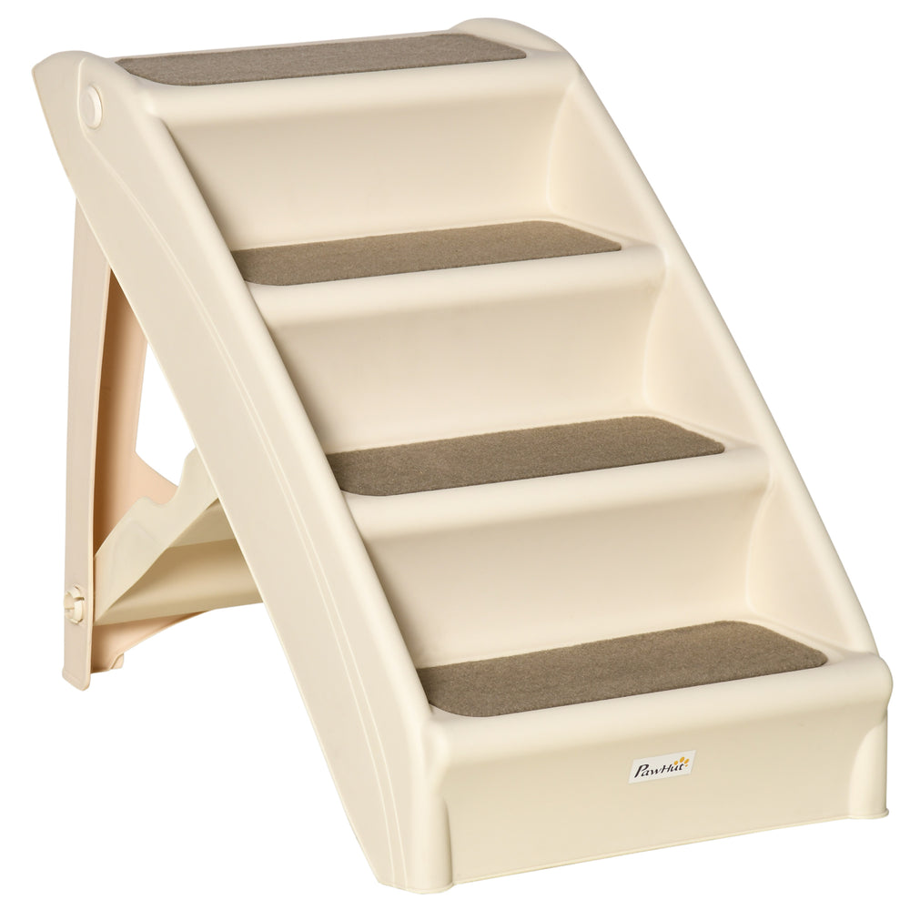 Escalier portable pour chiens et chats, pliable et léger, beige.