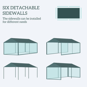 10' x 20' Party Tent Outdoor Canopy Garden Sun Shade with 8 Mosquito Mesh Netting and Zipper Door, Green