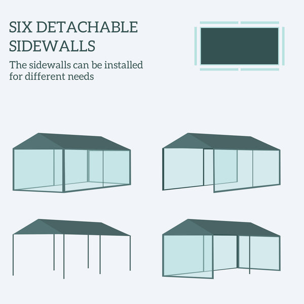 10' x 20' Party Tent Outdoor Canopy Garden Sun Shade with 8 Mosquito Mesh Netting and Zipper Door, Green