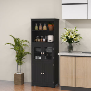 Buffet avec étagère, 4 portes avec étagère réglable, noir
