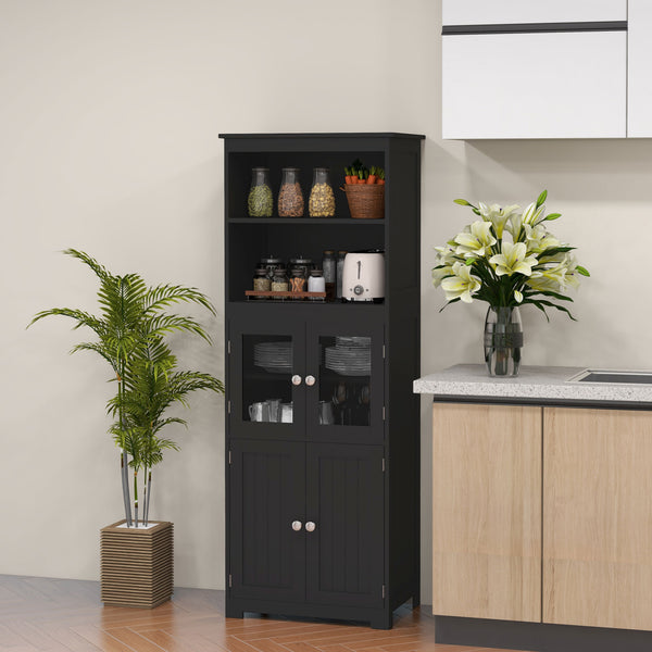 Buffet avec étagère, 4 portes avec étagère réglable, noir