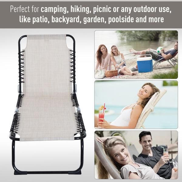 Chaise longue pliante avec appui-tête, crème