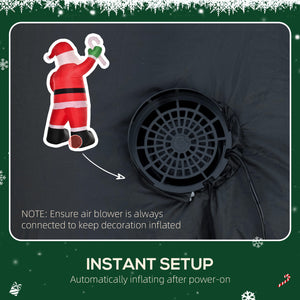 Gonflable de Père Noël avec canne en bonbon, 2,4 m de haut