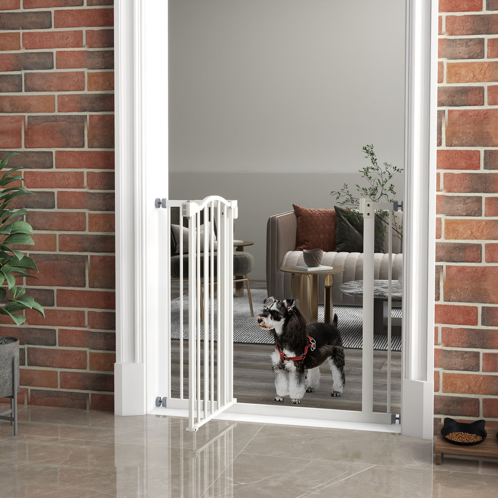 Barrière pour chien extra haute avec porte, blanche