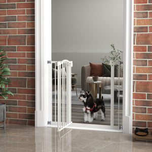 Barrière pour chien extra haute avec porte, blanche