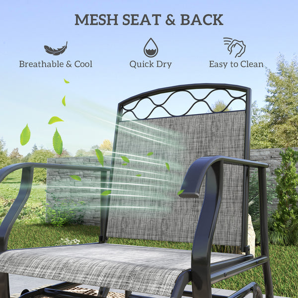 Lot de 2 chaises d'extérieur de patio avec assise en maille respirante épaisse, dossier haut, structure en acier, gris
