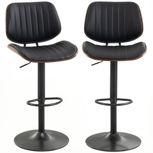 Ensemble de 2 tabourets de bar, pivotants, avec dossier, hauteur réglable, noirs