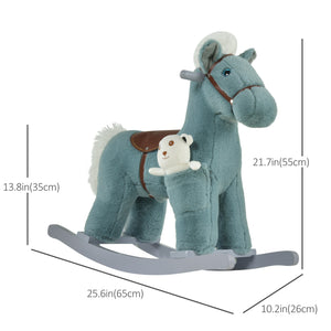 Kids Plush Rocking Horse with Fun Realistic Sounds, Blue