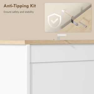 Kitchen Pantry Cabinet, 64" Tall Kitchen Hutch with 3 Cabinets, 2 Drawers, Adjustable Shelves, Microwave Stand, White