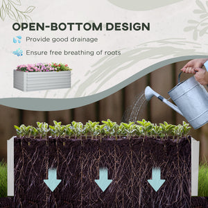 Jardinière surélevée galvanisée en acier avec tiges de renfort, gris clair