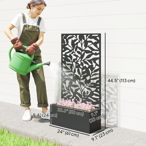 Raised planter with trellis, black 