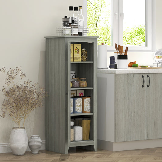 HOMCOM 48" Storage Cabinet with Barn Door, Adjustable Shelves, Gray Wood Grain