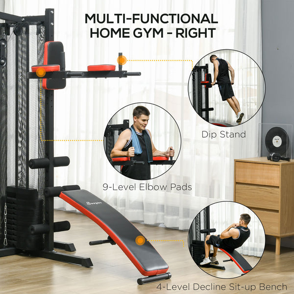 Appareil de musculation multifonction avec banc pour abdominaux, support pour pompes, station de dips, poids de 65 kg