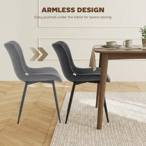 Ensemble de 4 chaises de salle à manger rembourrées en similicuir avec dossier et pieds en acier, Gris