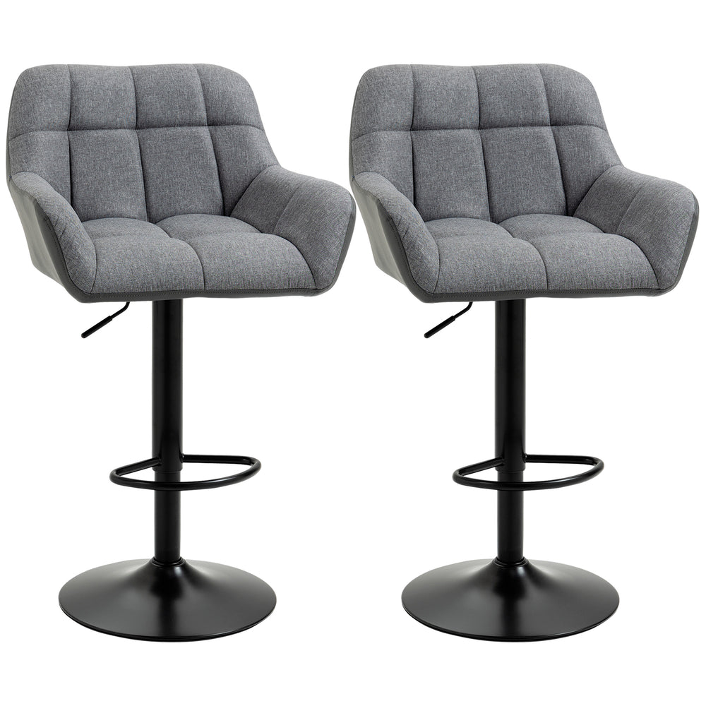 Lot de 2 tabourets de bar pivotants réglables avec repose-pieds, gris