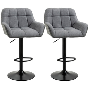 Lot de 2 tabourets de bar pivotants réglables avec repose-pieds, gris