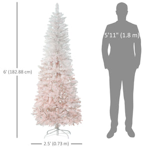 Sapin de Noël artificiel de 6 pieds avec ouverture automatique, rose et blanc