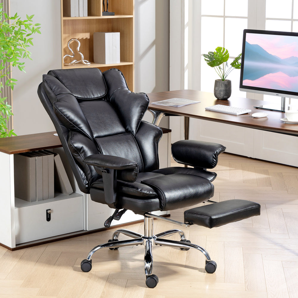 Fauteuil de bureau rembourré de mousse à ressorts en cuir PU