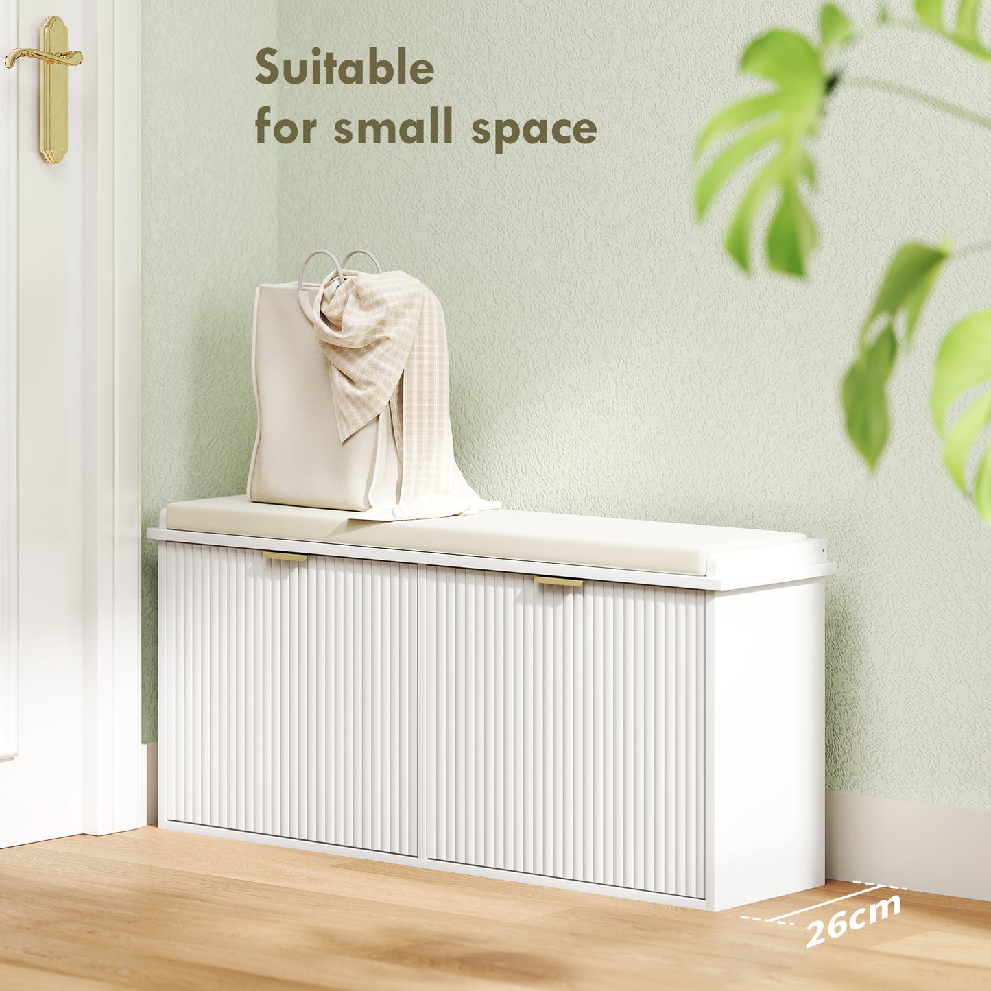 HOMCOM Hallway Bench with Upholstered Seat and Drop-Down Drawers, Load Capacity up to 240 kg, Storage for 10 Pairs of Shoes, White