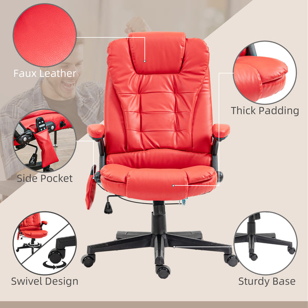 Massaging, heated and adjustable office chair in faux leather