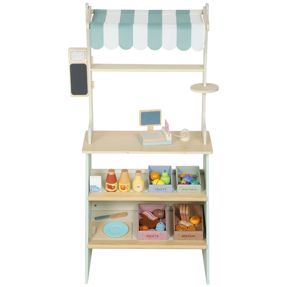 Supermarket playset with cash register, blackboard and pretend food, ages 3 and up