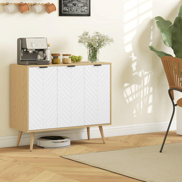 Buffet moderne avec étagères réglables et 3 portes, naturel