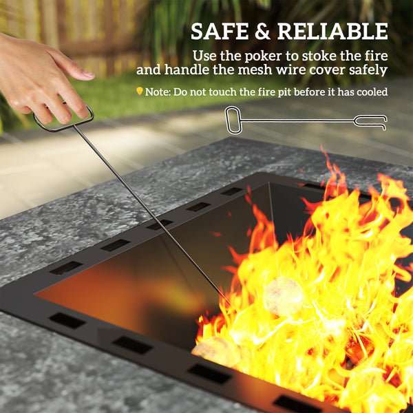 Wood-burning fireplace with poker, anthracite grey 