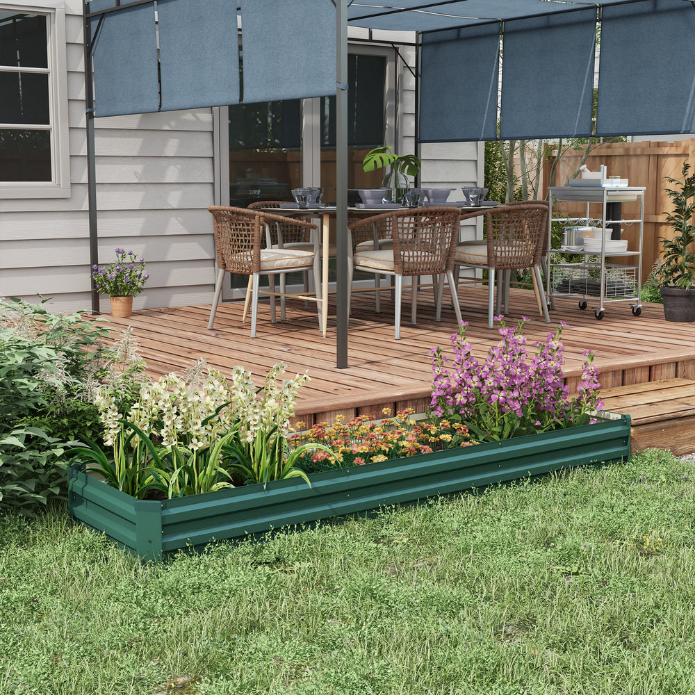 Galvanized raised planter, green