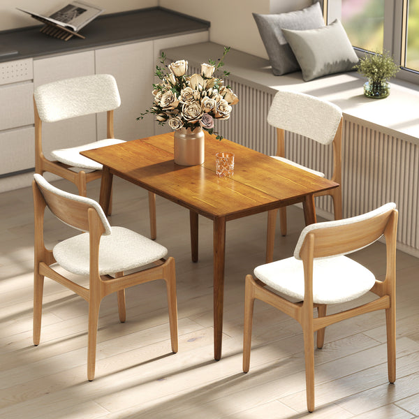 47" x 30" Dining Table, Farmhouse Dining Room Table with Pine Wood Frame, Space Saving Kitchen Table, Brown