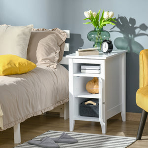 Table de chevet moderne en bois à 3 niveaux avec étagère coulissante, blanc