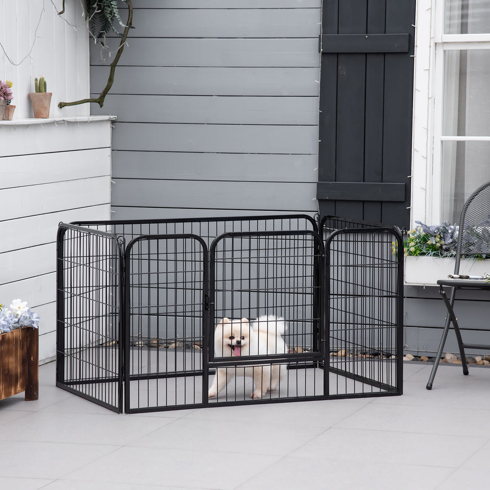 4-Panel Black Metal Dog Playpen