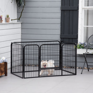 4-Panel Black Metal Dog Playpen