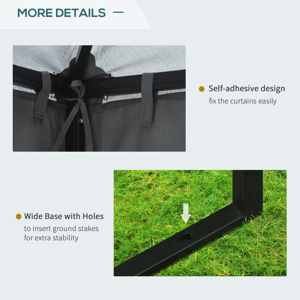 Gazebo 10 x 10 avec toit à double pente et parois latérales, gris foncé