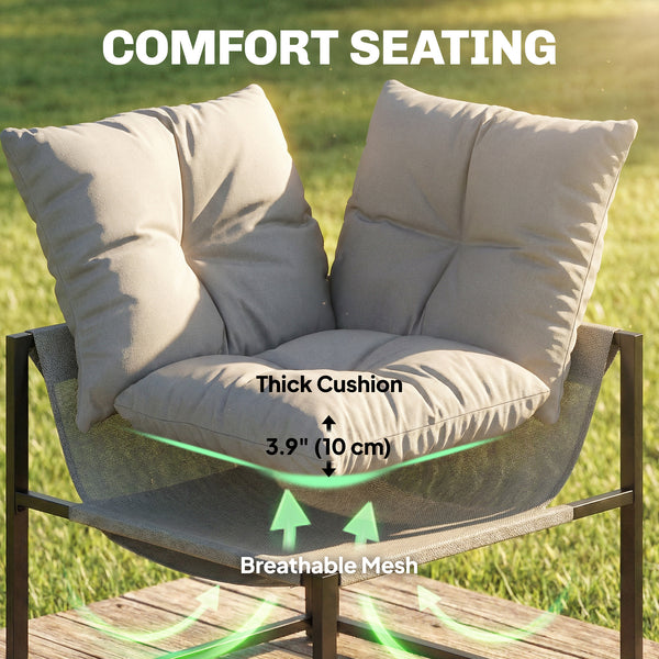 Ensemble de mobilier de patio 4 pièces avec coussins épais et table basse, gris