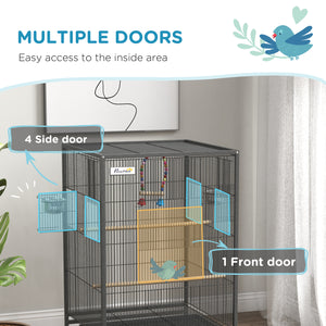 Cage à oiseaux pour perroquets, inséparables, perruches et pinsons, gris