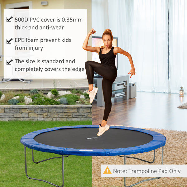 Soozier 14FT Trampoline Pad Replacement, Φ168" Spring Cover, Water-Resistant Universal Round Trampoline Safety Pad, No Holes for Pole, Blue